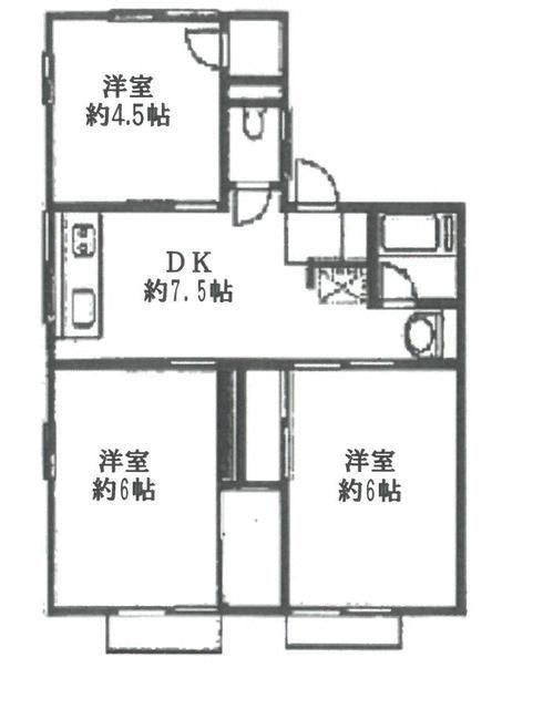 シティハイムサカエD棟(3DK/2階)の間取り写真