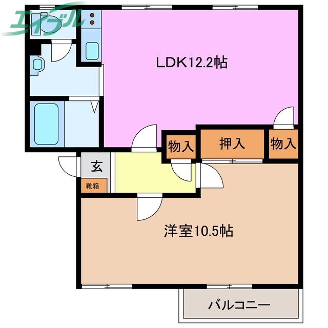 グランシャリオ日永西 C(1LDK/1階)の間取り写真