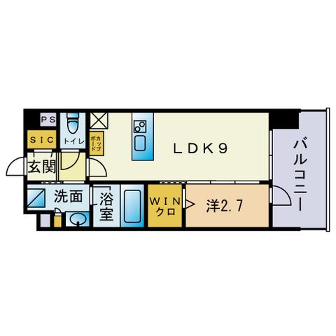 シーズンフラッツ高砂(1LDK/12階)の間取り写真