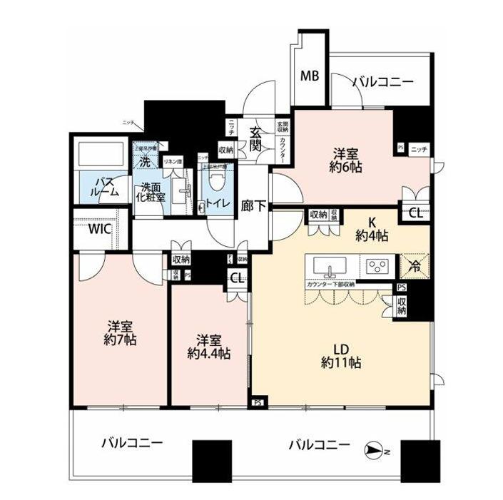 アトラス本郷三丁目(3LDK/8階)の間取り写真