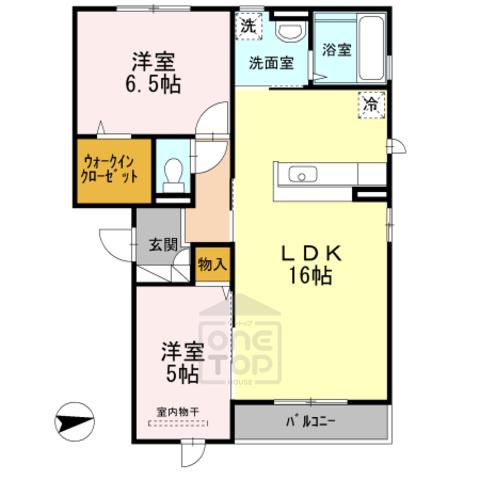 プルメリア(2LDK/1階)の間取り写真
