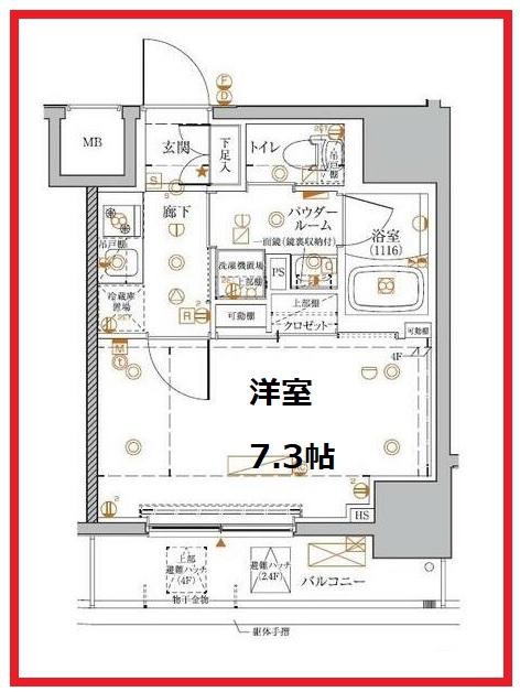 クレイシアアイズ王子マークプレイス(1K/4階)の間取り写真
