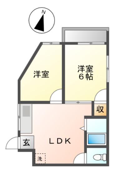 貴ハイツビル(2DK/4階)の間取り写真