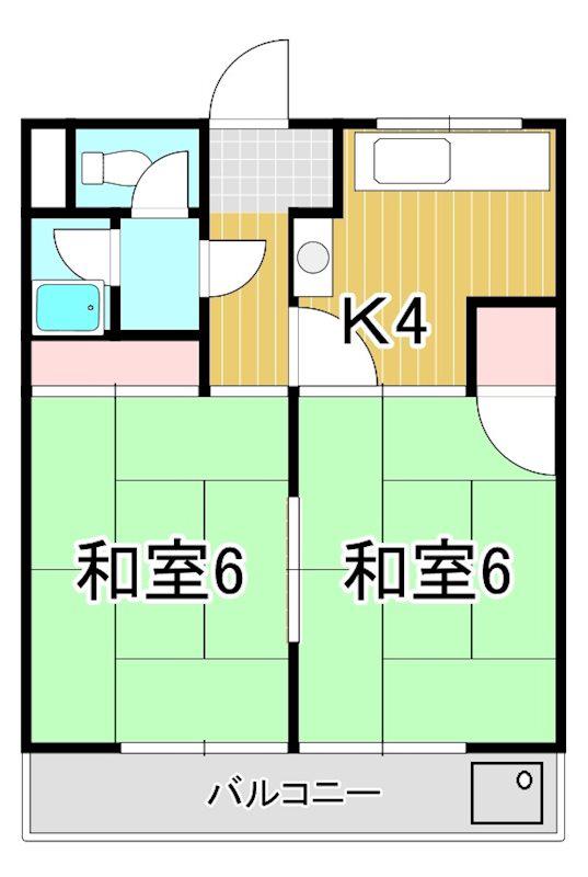 ワニコーポ(2K/2階)の間取り写真
