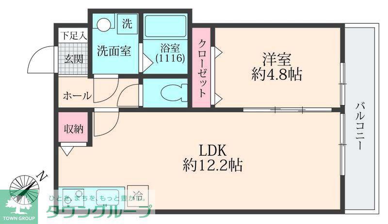 ミリアビタ稲毛東(1LDK/3階)の間取り写真