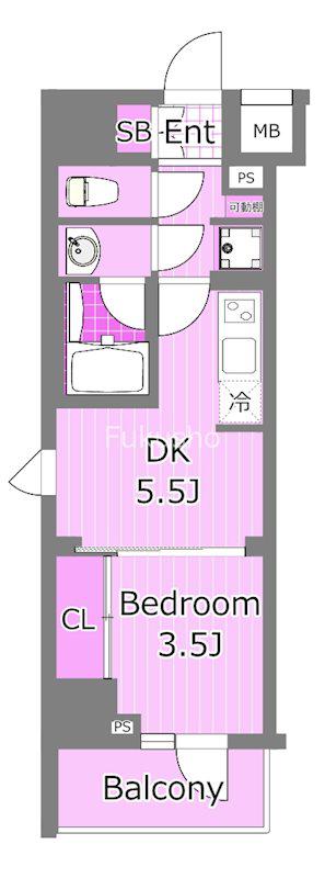 クレイシアアイディゼット川崎ザテラス(1DK/2階)の間取り写真