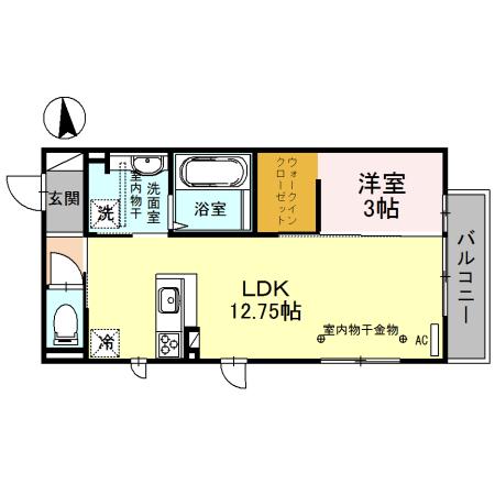 PLATINUM(1LDK/2階)の間取り写真