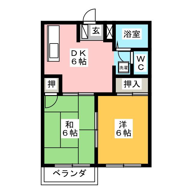 ハイツ169B(2DK/2階)の間取り写真