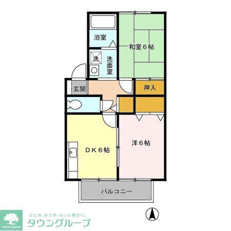 アベニール(2DK/1階)の間取り写真