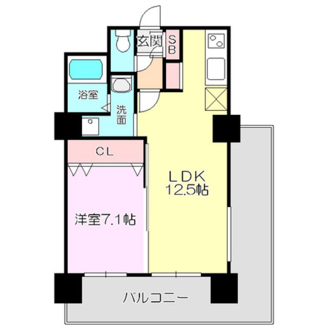 ノルデンタワー新大阪プレミアム(1LDK/16階)の間取り写真