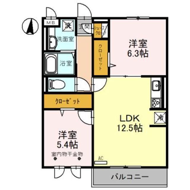 STONE VILLAGE(2LDK/2階)の間取り写真