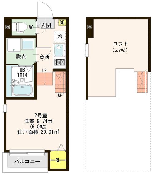 ハーモニーテラス新守山南(ワンルーム/2階)の間取り写真