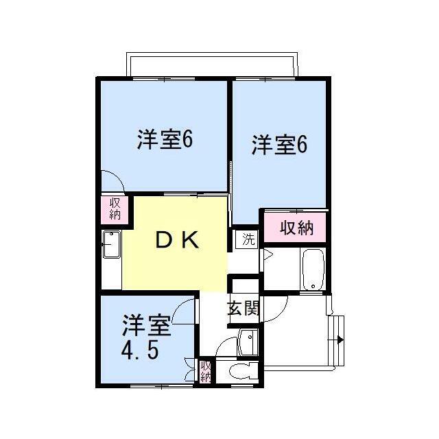 セジュール道原(3DK/1階)の間取り写真
