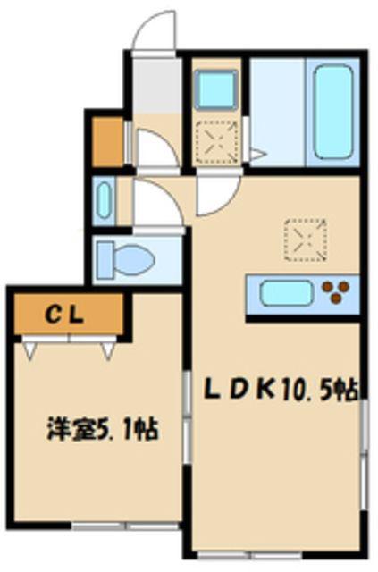 小田急線 読売ランド前駅 徒歩10分 2階建 築12年(1LDK/1階)の間取り写真
