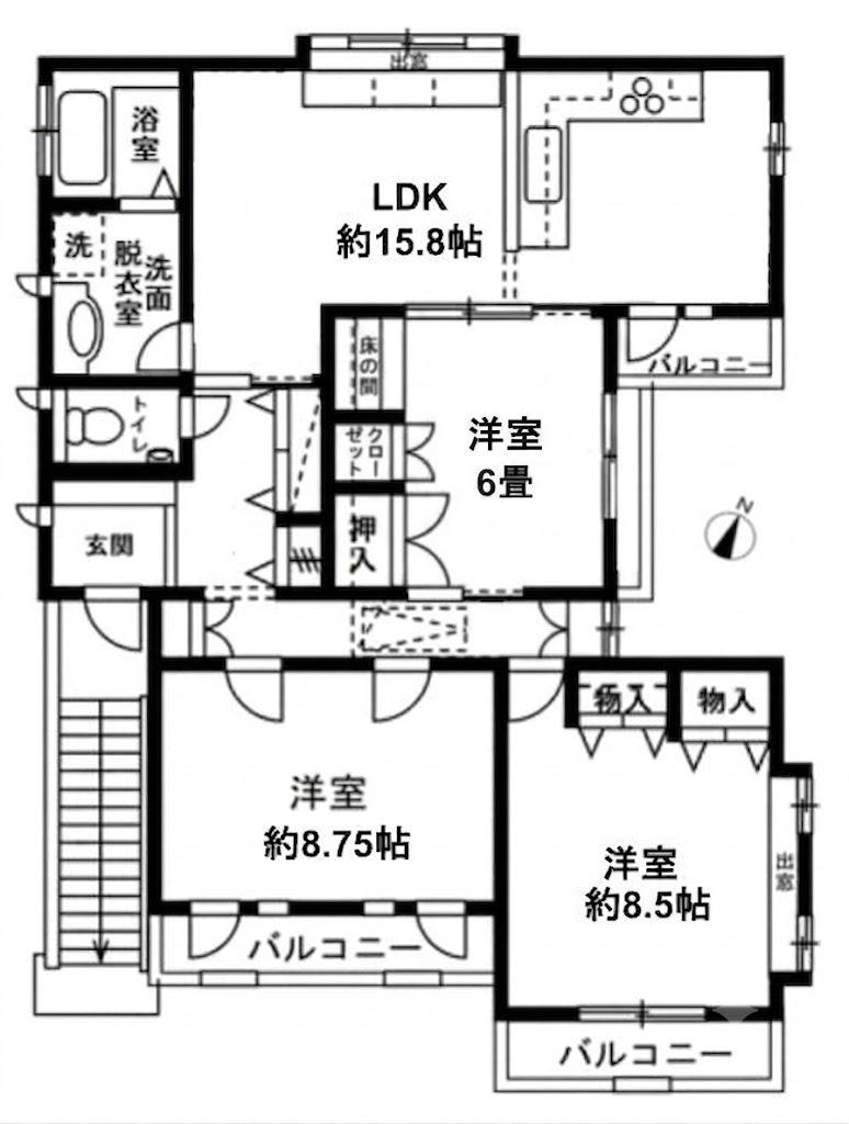 世田谷区下馬六丁目 2階(3LDK/2階)の間取り写真