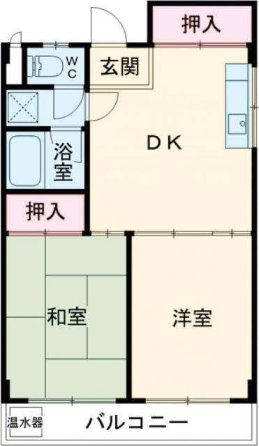 レイクサイドハイツ(2DK/3階)の間取り写真