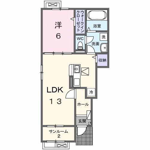 リベルラコッコC(1LDK/1階)の間取り写真