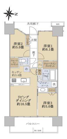 シティテラス東陽町(3LDK/7階)の間取り写真