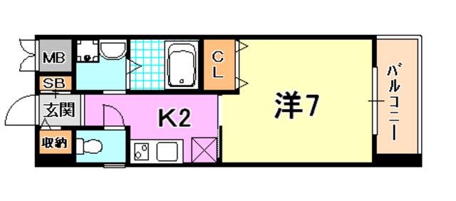 KHKコート板宿(1K/2階)の間取り写真