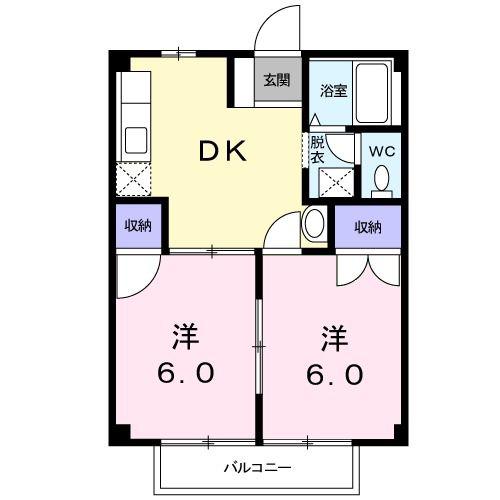 サンライズ江藤(2DK/2階)の間取り写真