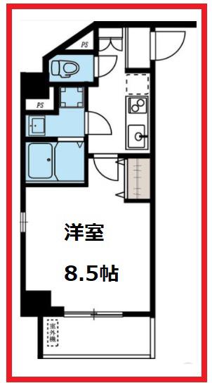 プルシアン(1K/8階)の間取り写真