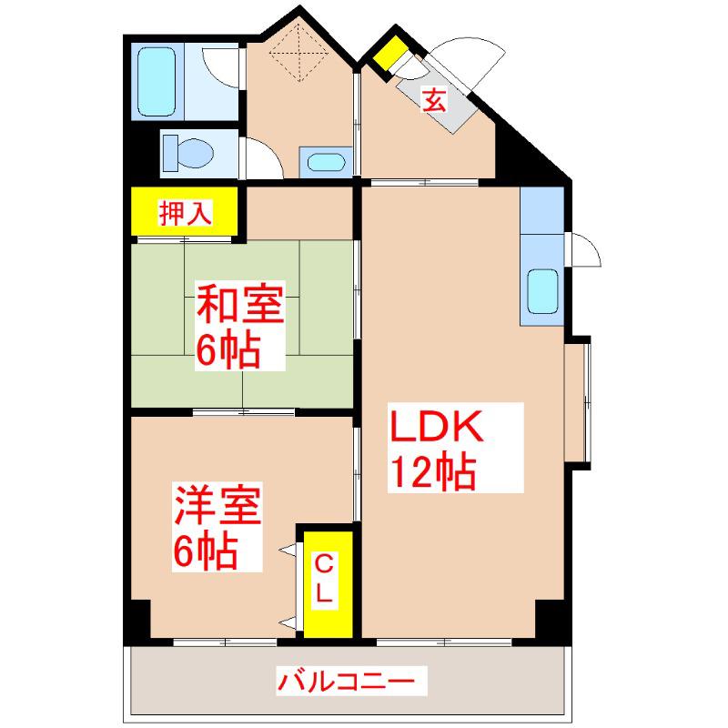 たーちハウス(2LDK/4階)の間取り写真