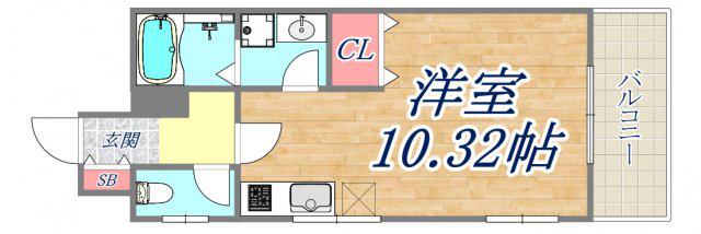 ライオンズマンション神戸元町第2(1K/15階)の間取り写真