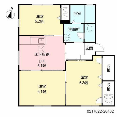 デューク沼口 G棟(3DK/1階)の間取り写真