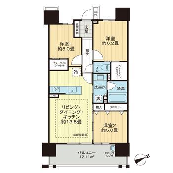 ライオンズ四日市セントマークス(3LDK/3階)の間取り写真