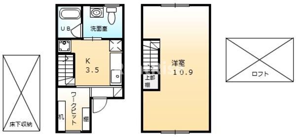 パルティーレII(1K/1階)の間取り写真