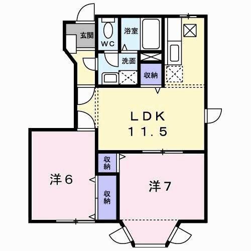 プレステ-ジ21 I(2LDK/1階)の間取り写真