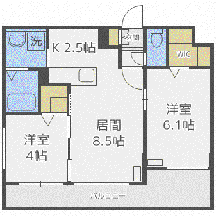 カーサフォレスト北円山(2LDK/5階)の間取り写真