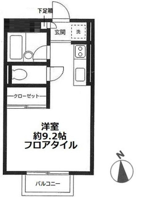 サニーコート(ワンルーム/2階)の間取り写真