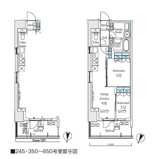 ロイヤルパークス赤羽ノース(2DK/2階)の間取り写真