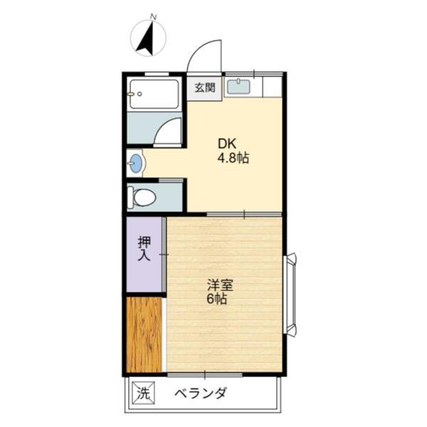 村田ハイツ(1DK/2階)の間取り写真