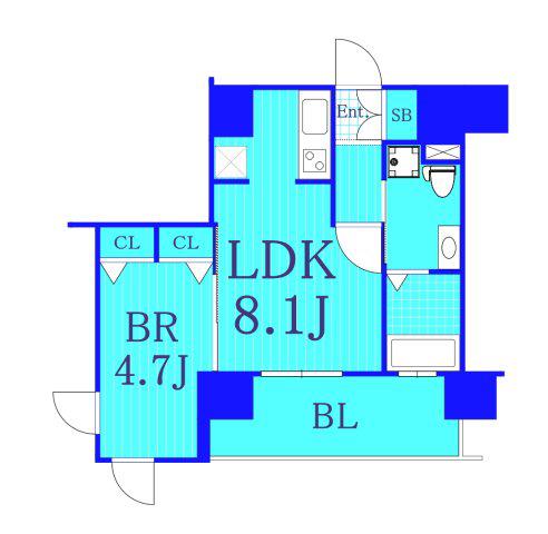リヴシティ横濱新川町弐番館(1LDK/4階)の間取り写真