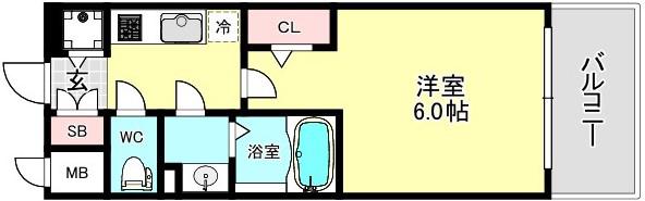 エスリードレジデンス大阪福島(1K/14階)の間取り写真