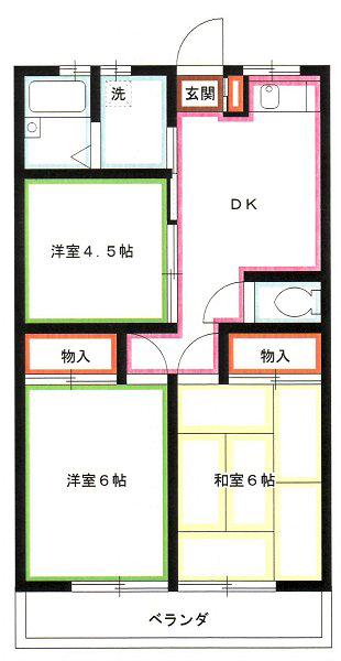 ハイネス福寿(3DK/2階)の間取り写真