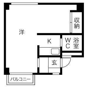 アサヒコートハウス(1K/3階)の間取り写真