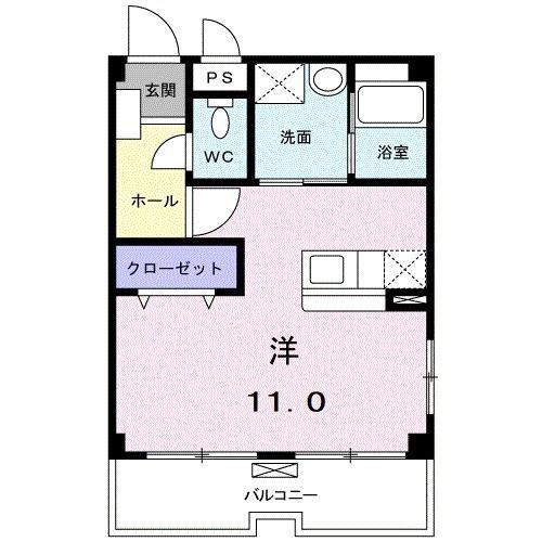 ファイネブリーゼ(ワンルーム/2階)の間取り写真