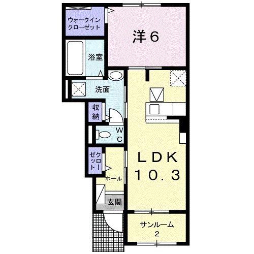 アトレ久保田 I(1LDK/1階)の間取り写真