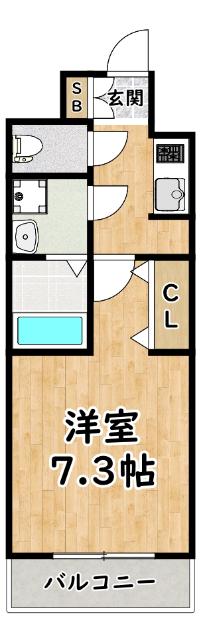 スワンズ大阪 アクシオン(1K/7階)の間取り写真