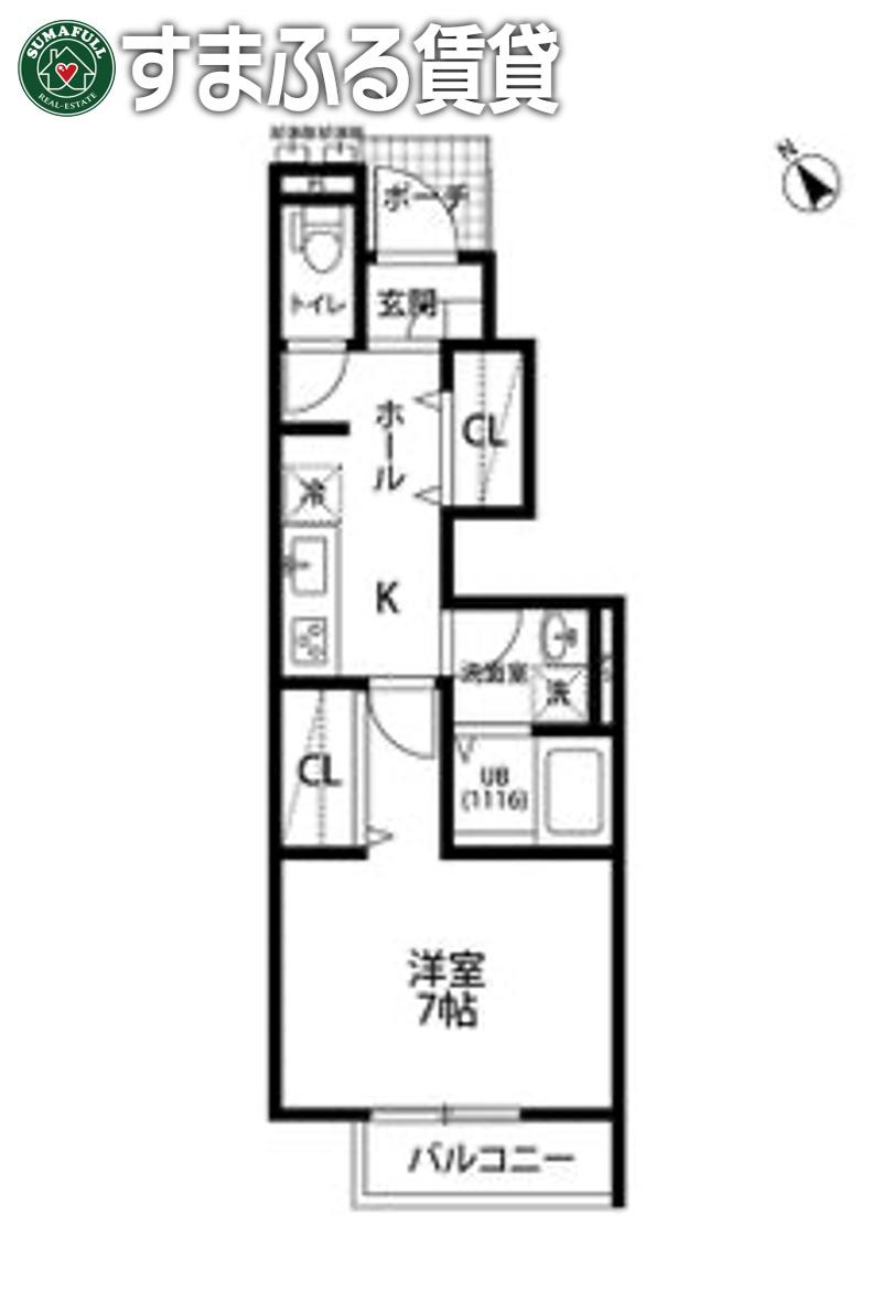 クレール咲(1K/1階)の間取り写真