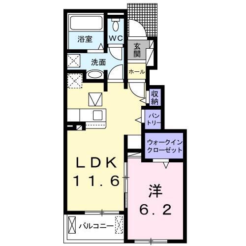ラ グラン ヴィーダ 赤穂I(1LDK/1階)の間取り写真