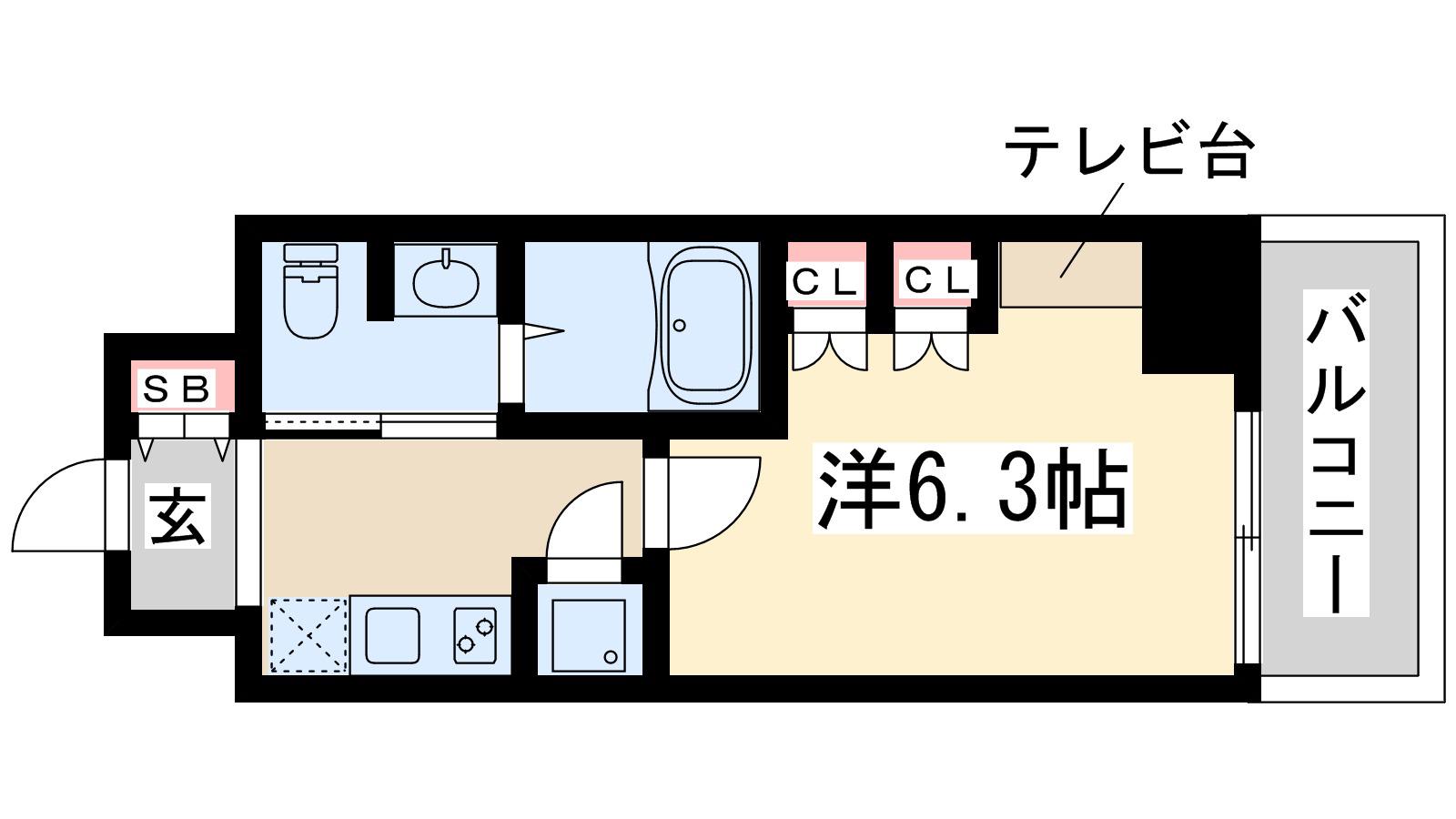 レジュールアッシュプレミアムツイン1(1K/6階)の間取り写真