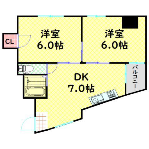 成和ビル(2DK/2階)の間取り写真