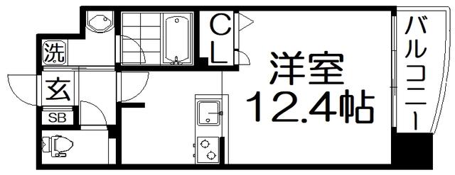 京阪本線 枚方市駅 徒歩7分 8階建 築20年(ワンルーム/4階)の間取り写真