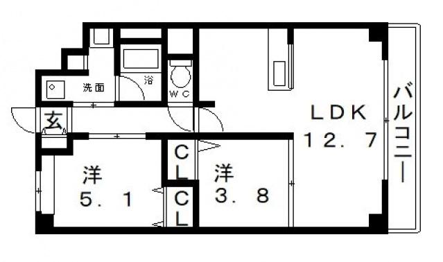 アバンダント(2LDK/3階)の間取り写真