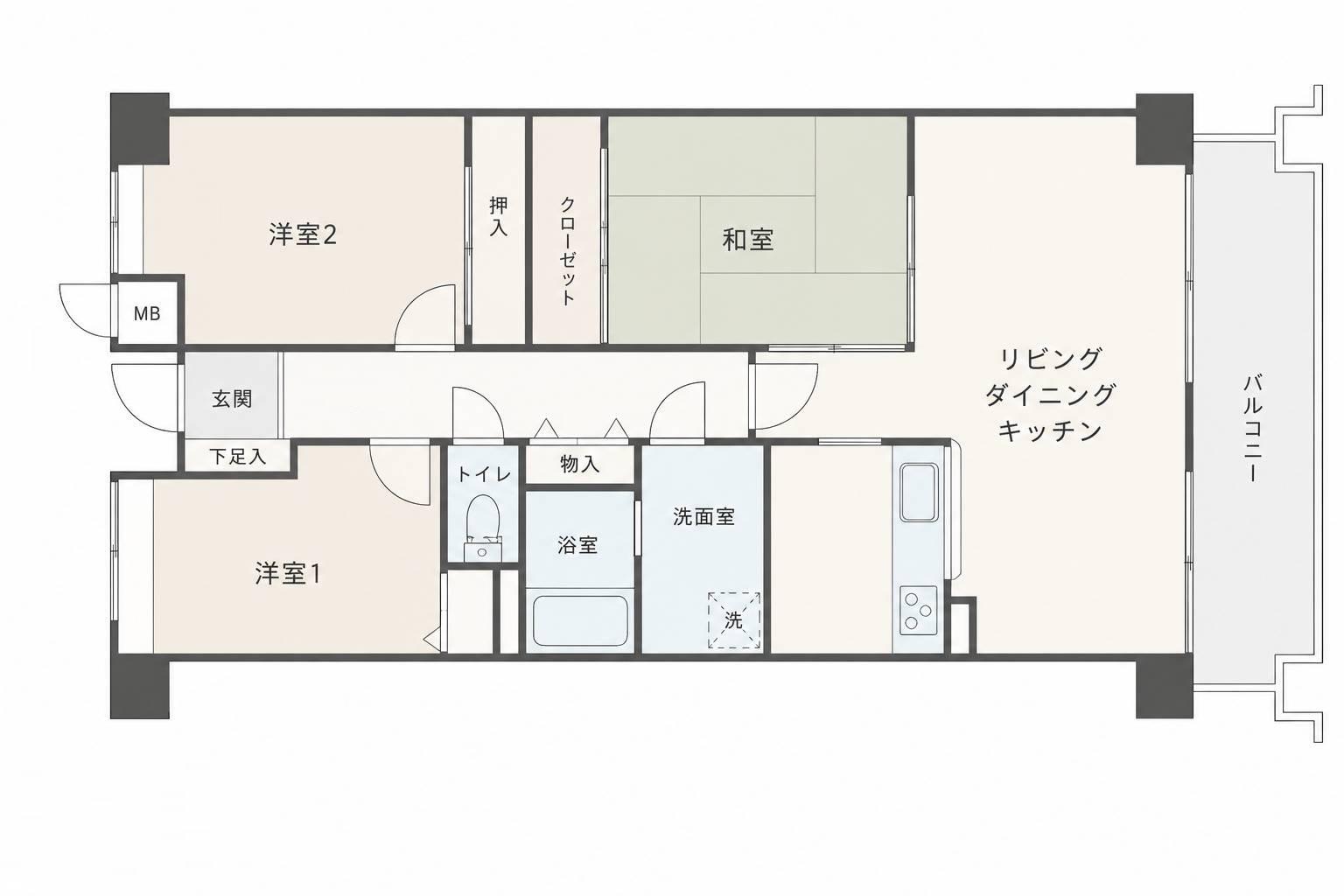 コスモ三滝本町(3LDK/10階)の間取り写真