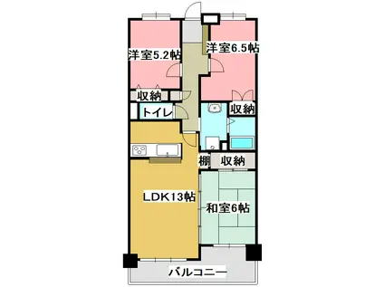 サニーヒルズ黒崎(3LDK/12階)の間取り写真